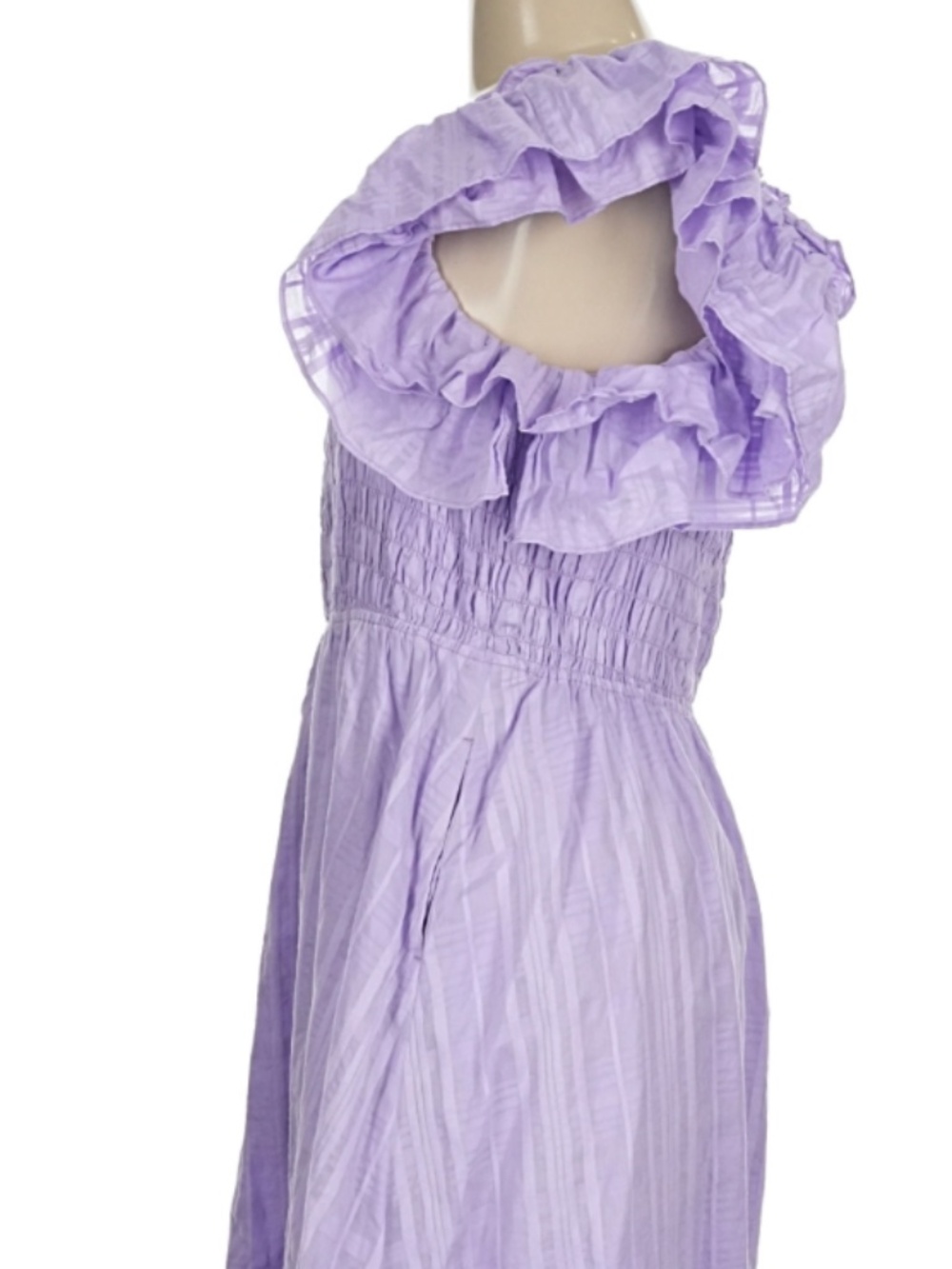Banana Republic Smocked Ruffle Midi Dress - Lavender - M - Picture 6 of 10